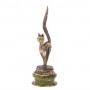 Декоративная статуэтка "Кошка с длинным хвостом" бронза змеевик / бронзовая статуэтка / декоративная фигурка / сувенир из камня