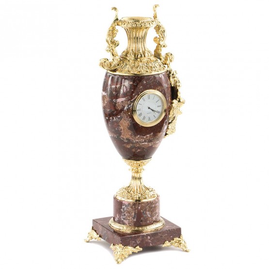 Интерьерная ваза с часами "Виноград" камень креноид бронза 120186