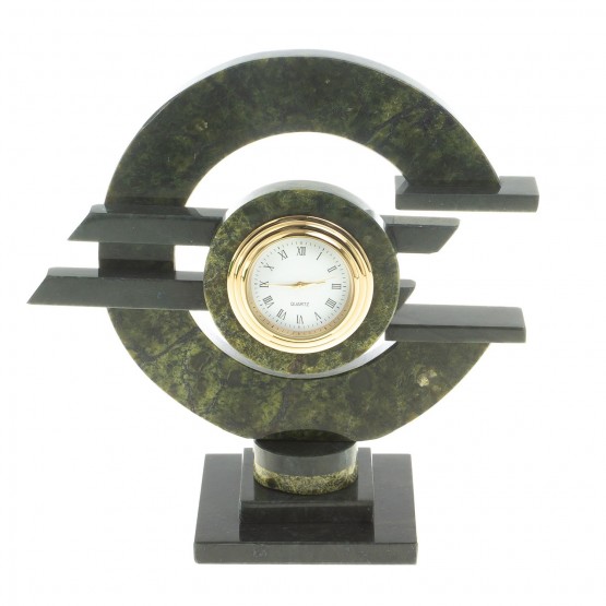 Настольные часы "Евро" из камня змеевик 113073