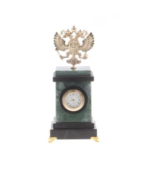 Настольные часы "Герб России" камень офиокальцит 124334