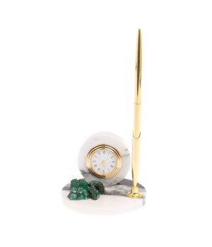 Настольные часы с ручкой с малахит, мрамор / часы декоративные / кварцевые часы / интерьерные часы / подарочные часы