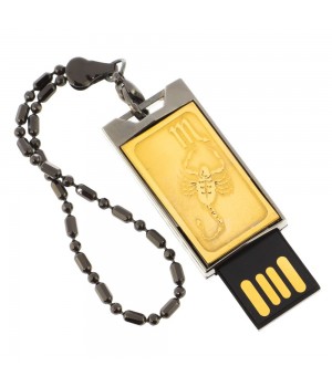 Флеш-карта с гравировкой символа знака зодиака "Скорпион" Златоуст USB 2.0 32 Gb в подарочной упаковке