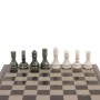 Шахматы с гравировкой "Греческий орнамент" доска 40х40 см змеевик белый мрамор 126145