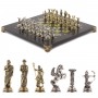 Шахматы подарочные "Римские лучники" 28х28 см из змеевика 120744