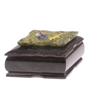 Шкатулка "Ромб" камень змеевик 17х9х8,5 см / шкатулка для ювелирных украшений / для хранения бижутерии / шкатулка из камня