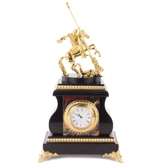 Настольные часы "Святой Георгий" бронза яшма 113150