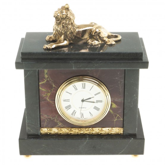 Часы из натурального камня яшма "Лев"