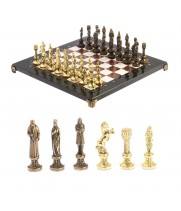 Шахматы "Ренесанс" доска 36х36 см камень мрамор, лемезит фигуры цвет бронза-золото / Шахматы настольные / Шахматный набор / Шахматы сувенирные