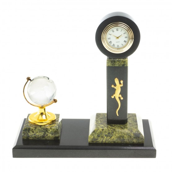 Настольные часы "Стелла с глобусом" змеевик 113563