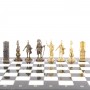 Шахматы подарочные "Спарта" из камня мрамор фигуры бронзовые доска 40х40 см