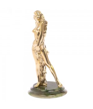 Бронзовая статуэтка "Женщина-огонь" нефрит / подарочная статуэтка из бронзы / декоративная фигурка / подарок любимой