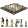 Шахматы настольные "Римские воины" 28х28 см из камень змеевик 120769