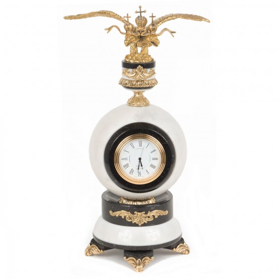 Настольные часы из камня "Двуглавый орел" мрамор бронза 117730
