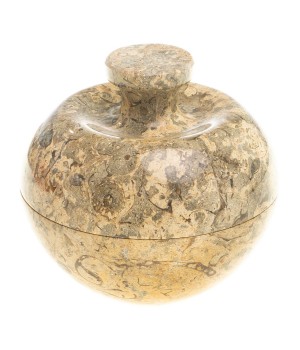 Шкатулка "Яблоко" из натурального камня ракушечник 10х10х9 см (4) / шкатулка для ювелирных украшений / для хранения бижутерии / подарок дочери