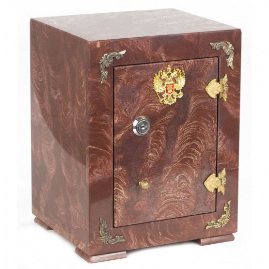 Подарочный сейф с символикой России из камня лемезит 19х16х24 см
