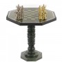 Шахматный стол "Греческая мифология" камень змеевик фигуры металлические 119432