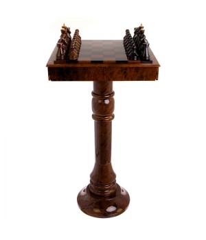 Шахматный стол с фигурами "Классический" камень обсидиан 124914
