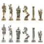 Шахматы с металлическими фигурами "Икар" доска 32х32 см из камня креноид змеевик