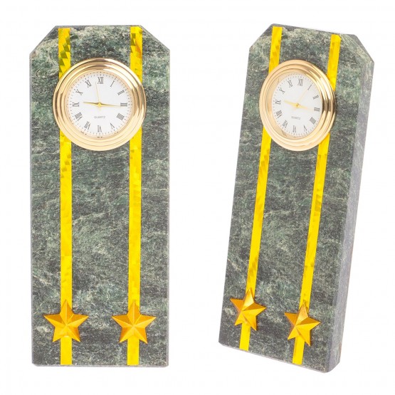 Сувенирные часы "Погон подполковник таможни" камень змеевик - оригинальный подарок таможеннику
