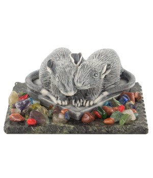 Сувенир "Влюбленная пара крыс"из мрамолита 120254
