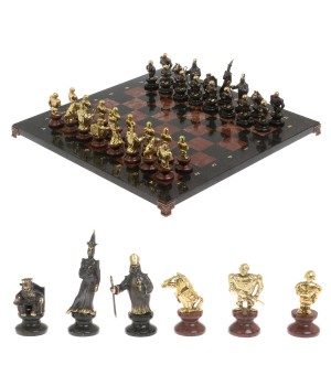 Шахматы подарочные "Европейские" из камня и бронзы 44х44 см 126798