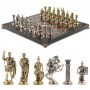 Шахматы эксклюзивные "Римские воины" доска 44х44 см из камня лемезит фигуры металлические