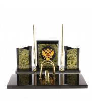 Письменный набор "Грани" с гербом России змеевик / Канцелярский набор / Набор письменных принадлежностей / На стол руководителю / Подарок мужу