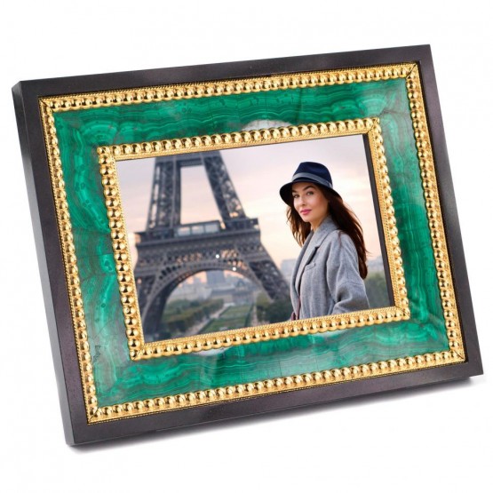 Настольная фоторамка камень малахит 15х10 см