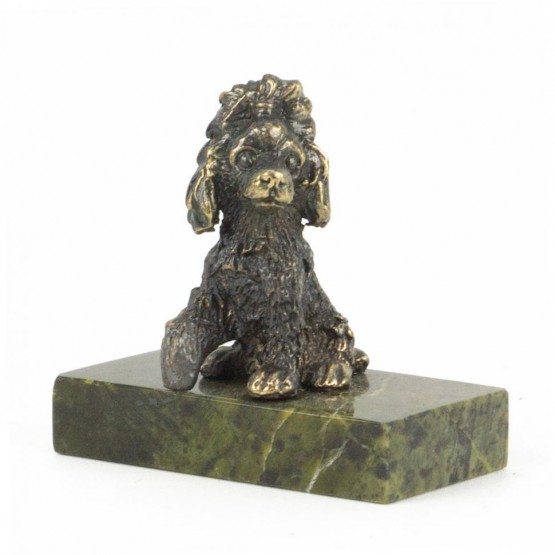 Бронзовая фигурка "Пудель" на подставке из змеевика 118617