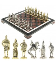 Шахматы настольные "Русские витязи" доска 40х40 см камень лемезит каменные ножки фигуры металлические