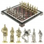 Шахматы настольные "Русские витязи" доска 40х40 см камень лемезит каменные ножки фигуры металлические