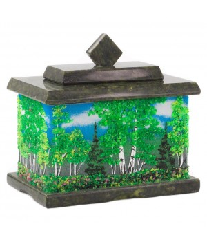 Декоративная шкатулка с рисунком из каменной крошки "Лето" 10,5х7х10 см