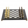 Шахматы "Ренесанс" доска 36х36 см камень мрамор, змеевик фигуры цвет бронза-золото / Шахматы подарочные / Шахматы металлические / Настольная игра