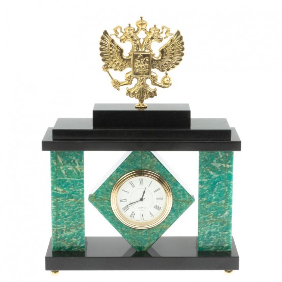Часы "Герб" из камня амазонит 129423