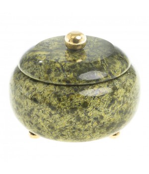 Шкатулка круглая для бижутерии "Жемчужина" камень змеевик