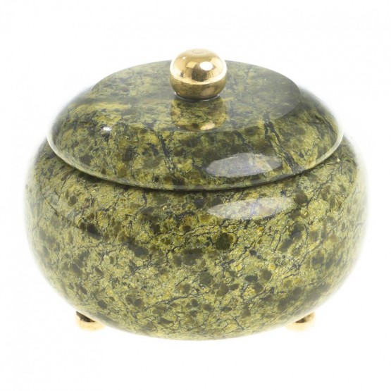 Шкатулка круглая для бижутерии "Жемчужина" камень змеевик