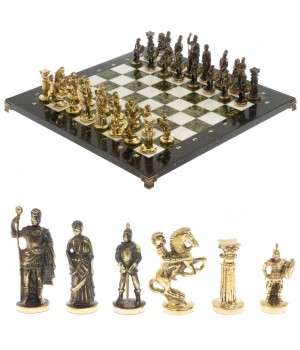 Шахматы "Римские" бронза 44х44 см из мрамора и змеевика 129659