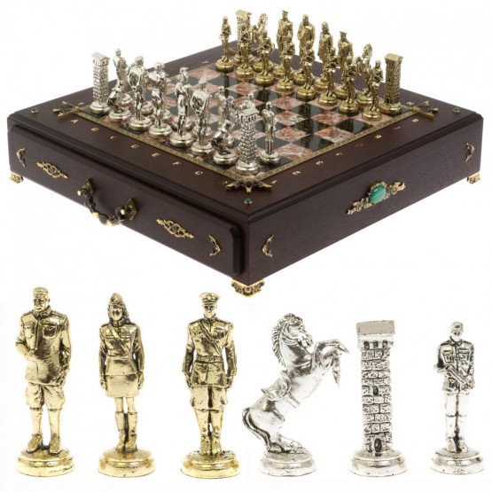 Шахматный ларец "Великая Отечественная война" камень креноид 130043