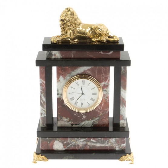 Часы "Лев" из креноида и змеевика 129871