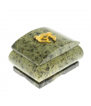 Шкатулка из змеевика с ящерицей 8,5х6,5х5,5 см 129467