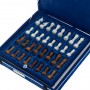 Каменные шахматы "Игрок" из белого мрамора и оникса 38х38 см 128888