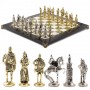 Шахматы из камня с металлическими фигурами "Русь" доска 40х40 см мрамор и змеевик 120699