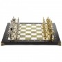 Шахматы из камня с металлическими фигурами "Русь" доска 40х40 см мрамор и змеевик 120699