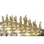 Шахматы из камня с металлическими фигурами "Русь" доска 40х40 см мрамор и змеевик 120699
