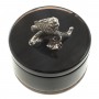 Шкатулка круглая "Певчая птица" черный обсидиан бронза 7,5х7,5х7,5 см 122966