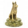 Настольная статуэтка фигурка из бронзы на камне собака "Овчарка сидит"