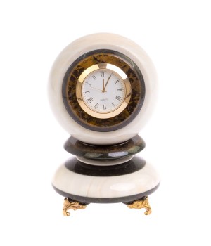 Настольные часы "Шар Антистресс" 9,5 см из мрамора / часы декоративные / кварцевые часы / интерьерные часы / подарочные часы