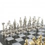 Настольная игра шахматы "Восточные" доска 40х40 см камень серый мрамор фигуры металл