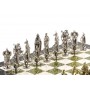 Шахматы подарочные "Рыцари крестоносцы" доска 44х44 см камень мрамор змеевик фигуры металлические