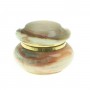 Шкатулка круглая "Грибок" камень оникс коричневый 7,6х5,9 см (3) / шкатулка для ювелирных украшений / для хранения бижутерии / шкатулка из камня